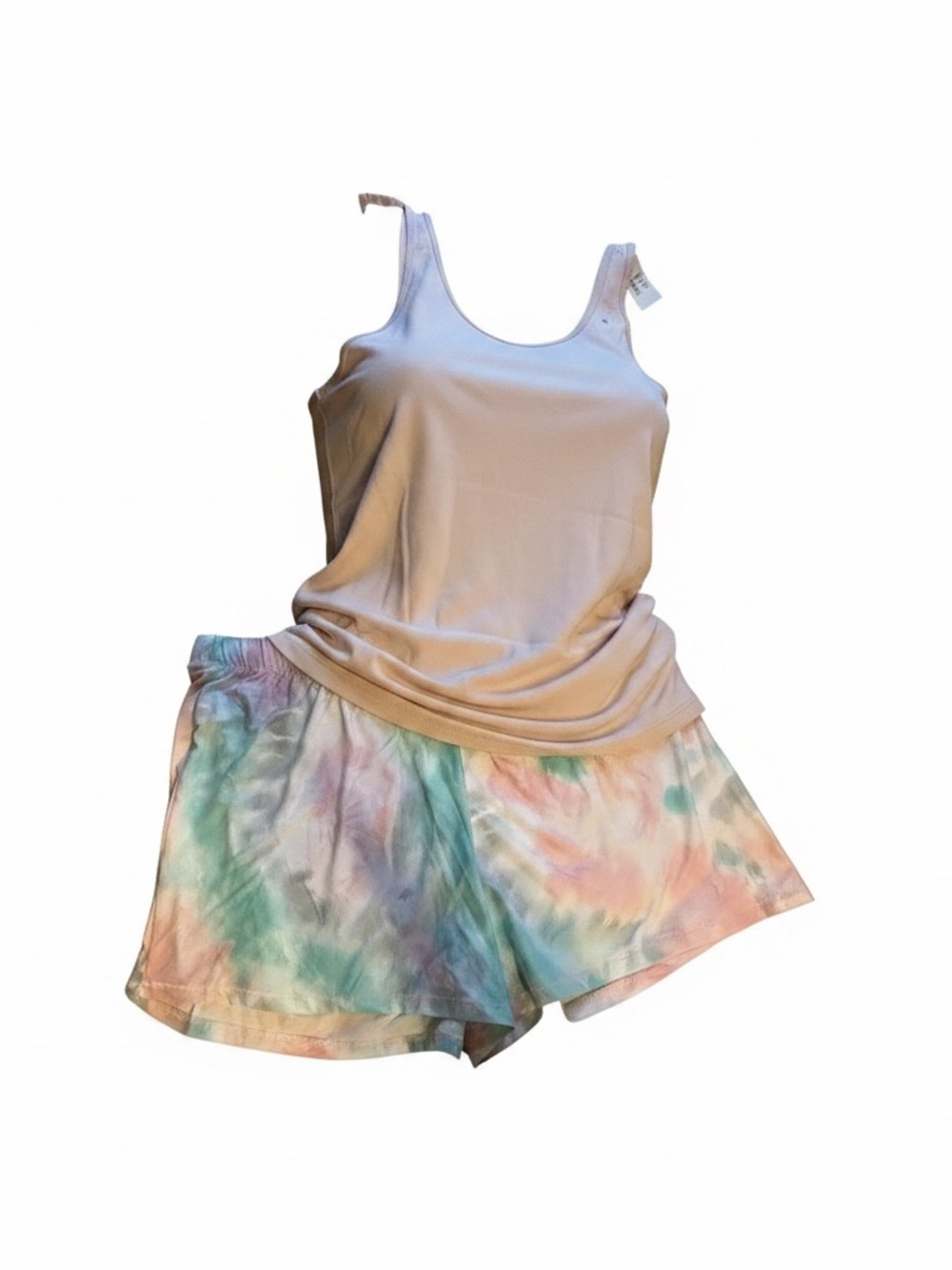 Summer nights 2 piece Pajama set - shorts & tank light pink/colorful/teal - NWT
